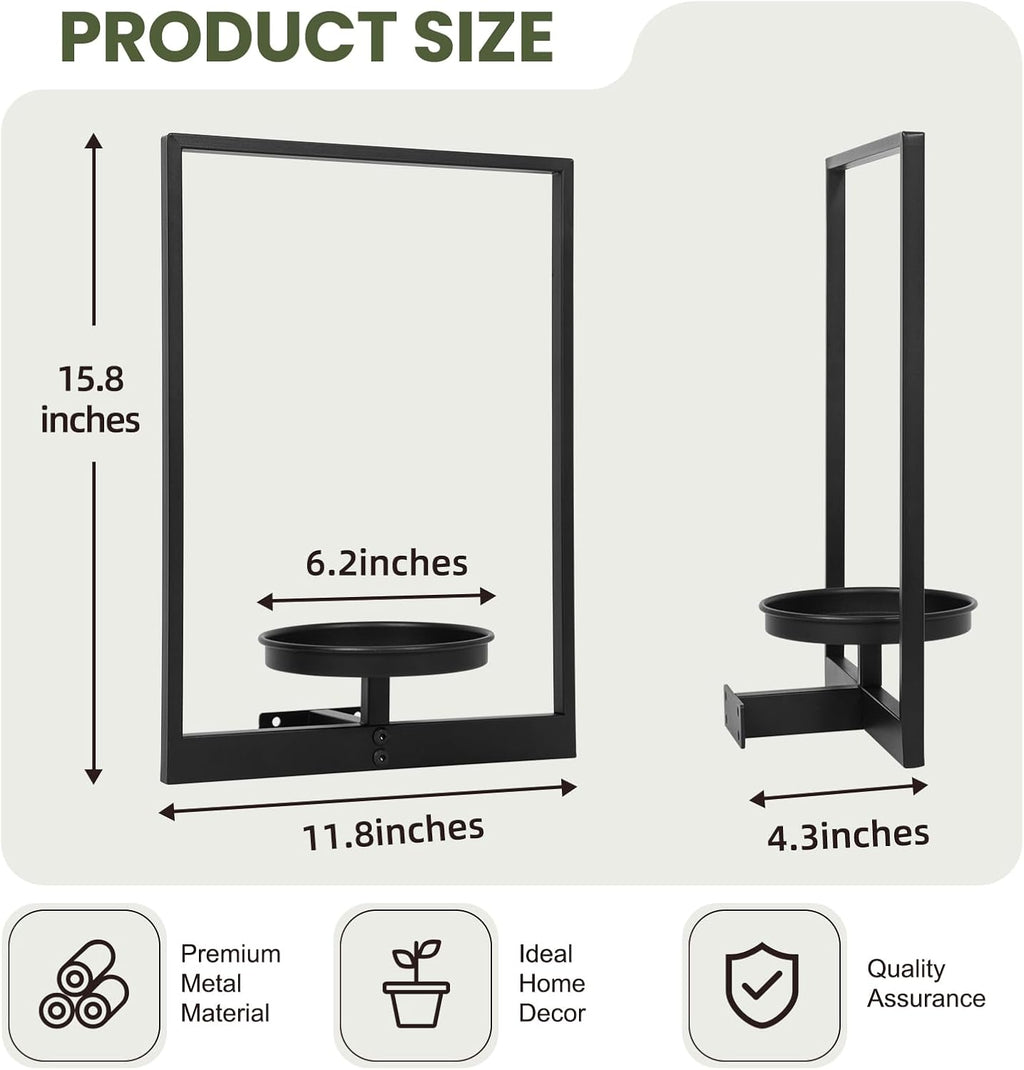 Wall Planters for Indoor Plants, Window Plant Shelves Set of 3, Wall Plant Stand to Hold Large Pots - Premium Metal Hanging Plant Holder for Indoor Outdoor Decor