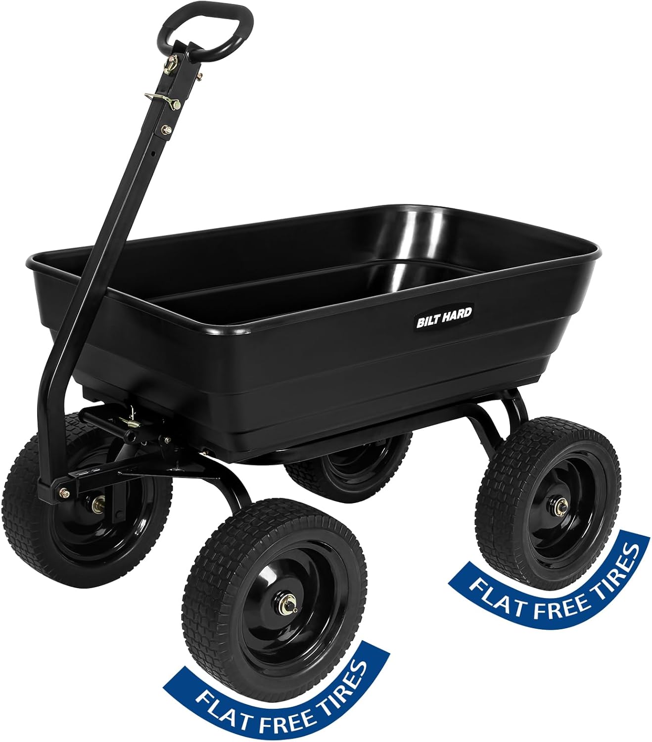 BILT HARD Poly Garden Dump Cart 600 lbs with No Flat Tires, Quick Release, 4 Cu Ft Dump Wagon Heavy Duty for Yard, Outdoor