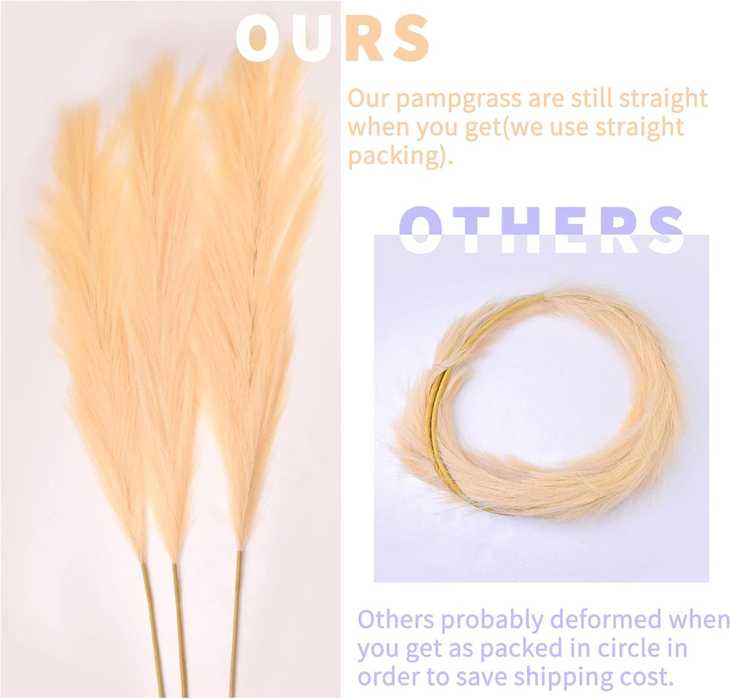 Eyourlife 3Pcs 71" Large Pampas Grass Decor, Tall Faux Fluffy Artificial Dried Pompous Grass for Floor Vase Filer, Office, Boho Wedding