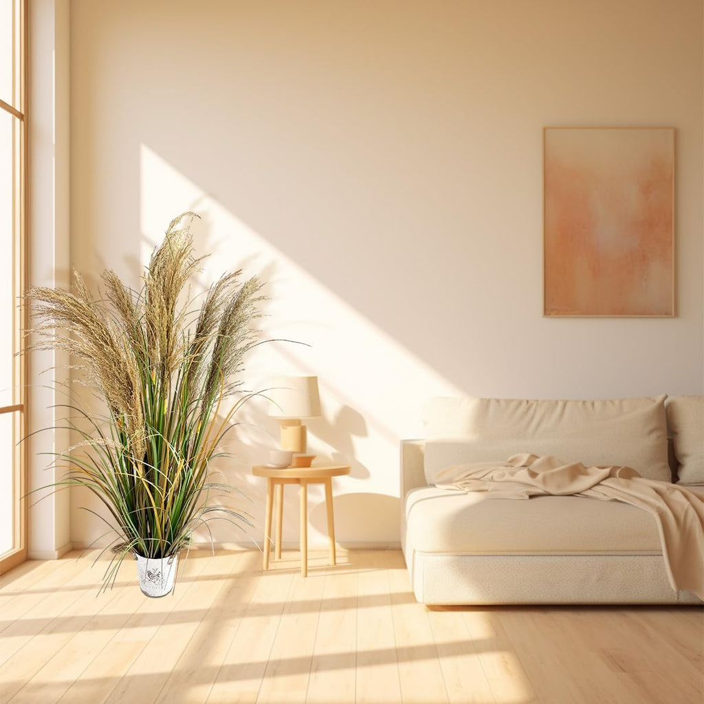 Alonfala - 43" Artificial Pampas Grass (2-Pack) - Faux Tall Grass Plants in Pots for Indoor Floor Decor, Housewarming, Home Office, Living Room