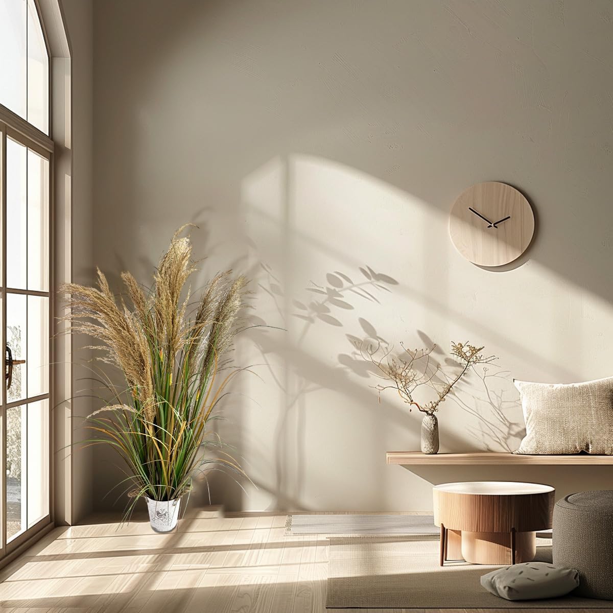 Alonfala - 43" Artificial Pampas Grass (2-Pack) - Faux Tall Grass Plants in Pots for Indoor Floor Decor, Housewarming, Home Office, Living Room