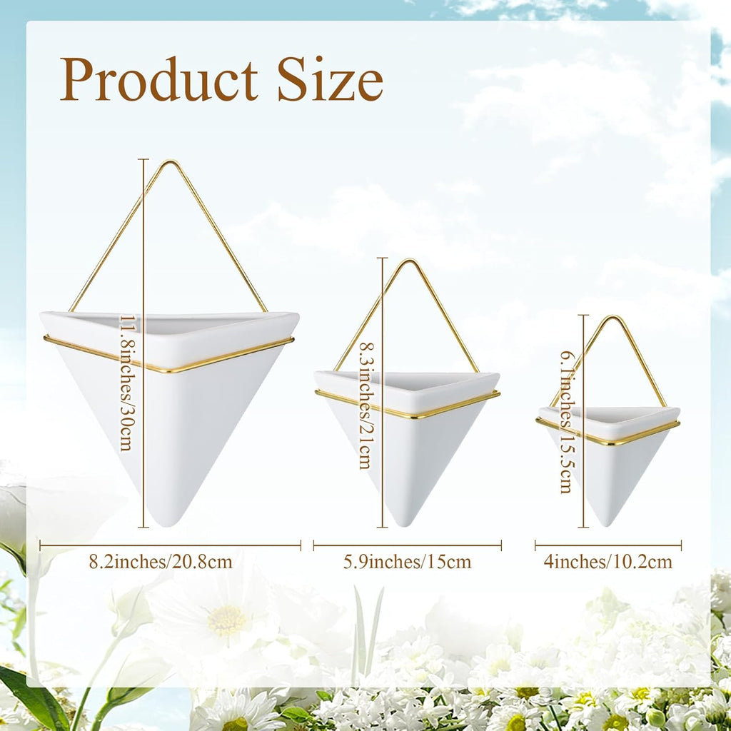 Rtteri 30 Pcs Fake Wall Planters with Artificial Plants for Indoor Wall Planter with Faux Plants Geometric Vase Pot (8.2/5.9/4 Inch) Ceramic Holder and Artificial Succulent for Home Office