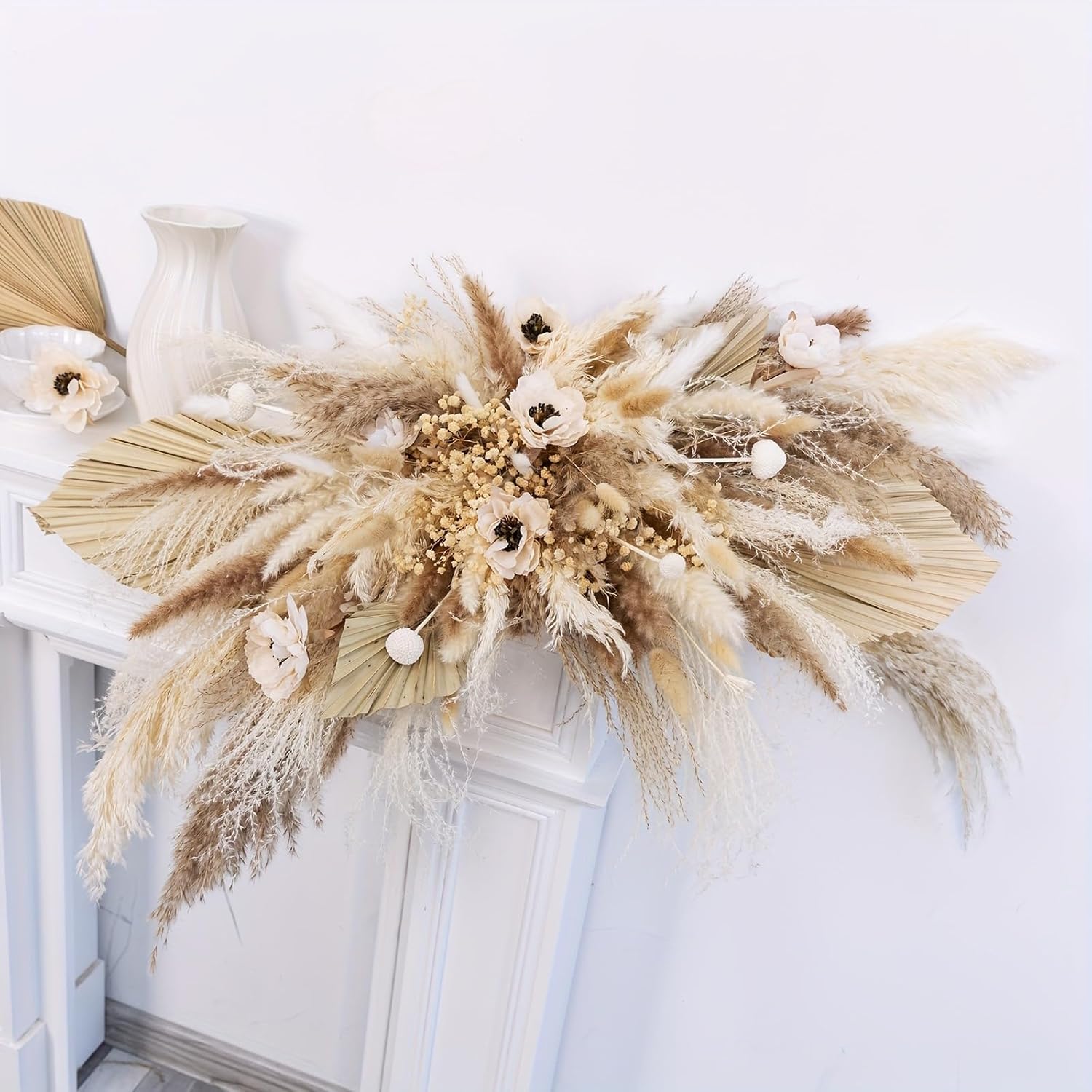 1pc Medium Pampas Grass Wall Decor, Boho Wedding Arch and Backdrop Arrangement, Rustic Wedding Decor, Dried Grass Floral Swag