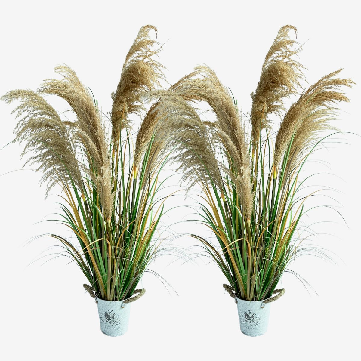Alonfala - 43" Artificial Pampas Grass (2-Pack) - Faux Tall Grass Plants in Pots for Indoor Floor Decor, Housewarming, Home Office, Living Room