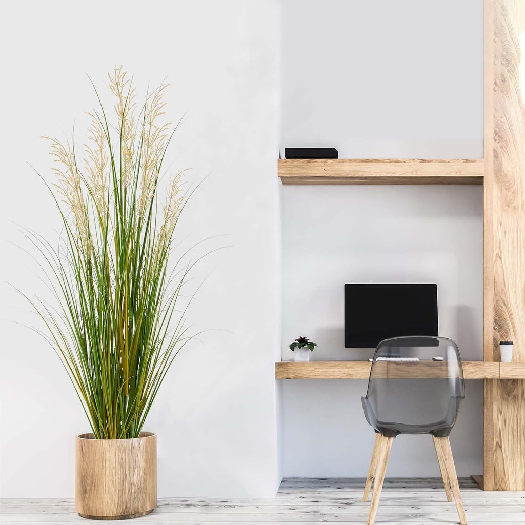 Artificial Plant, 47in Tall Pampas Grass, Faux House Plants in Pot, Indoor Decorative Flowers &Greenery for Home and Office, Ideal Housewarming Gift