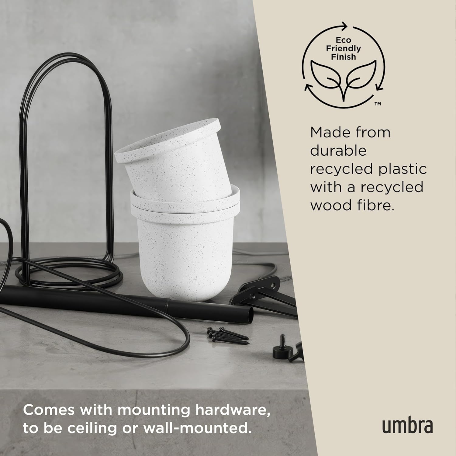 Umbra Triflora Hanging Planter for Window, Indoor Herb Garden, Set of 3, White/Black