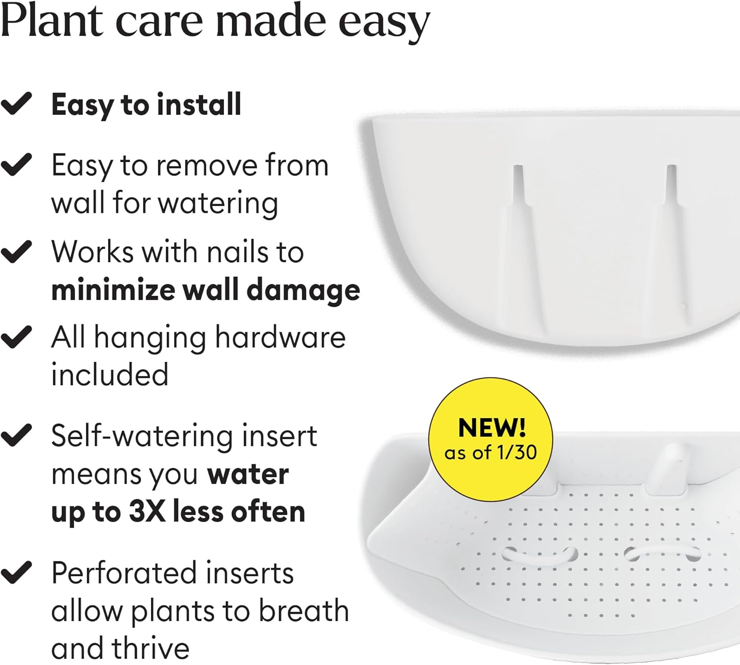 Make Good Virgo Wall Planters (Wide, Set of 6) - Easy to Water and Install - Lightweight - Design Your Own Vertical Garden - Melamine Plastic