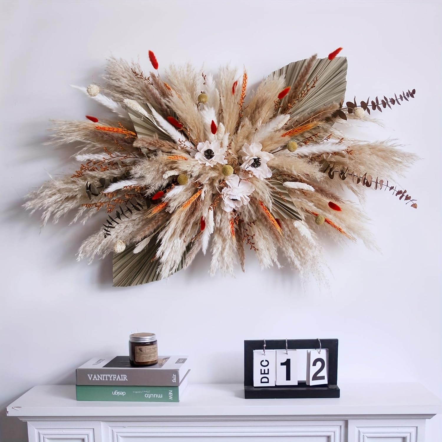 1pc Medium Pampas Grass Wall Decor, Boho Wedding Arch and Backdrop Arrangement, Rustic Wedding Decor, Dried Grass Floral Swag