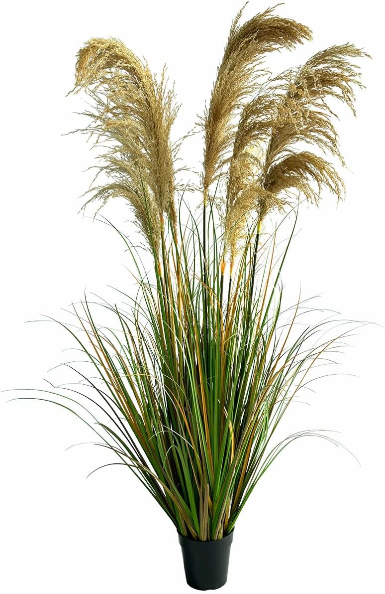 Alonfala - 43" Artificial Pampas Grass (2-Pack) - Faux Tall Grass Plants in Pots for Indoor Floor Decor, Housewarming, Home Office, Living Room