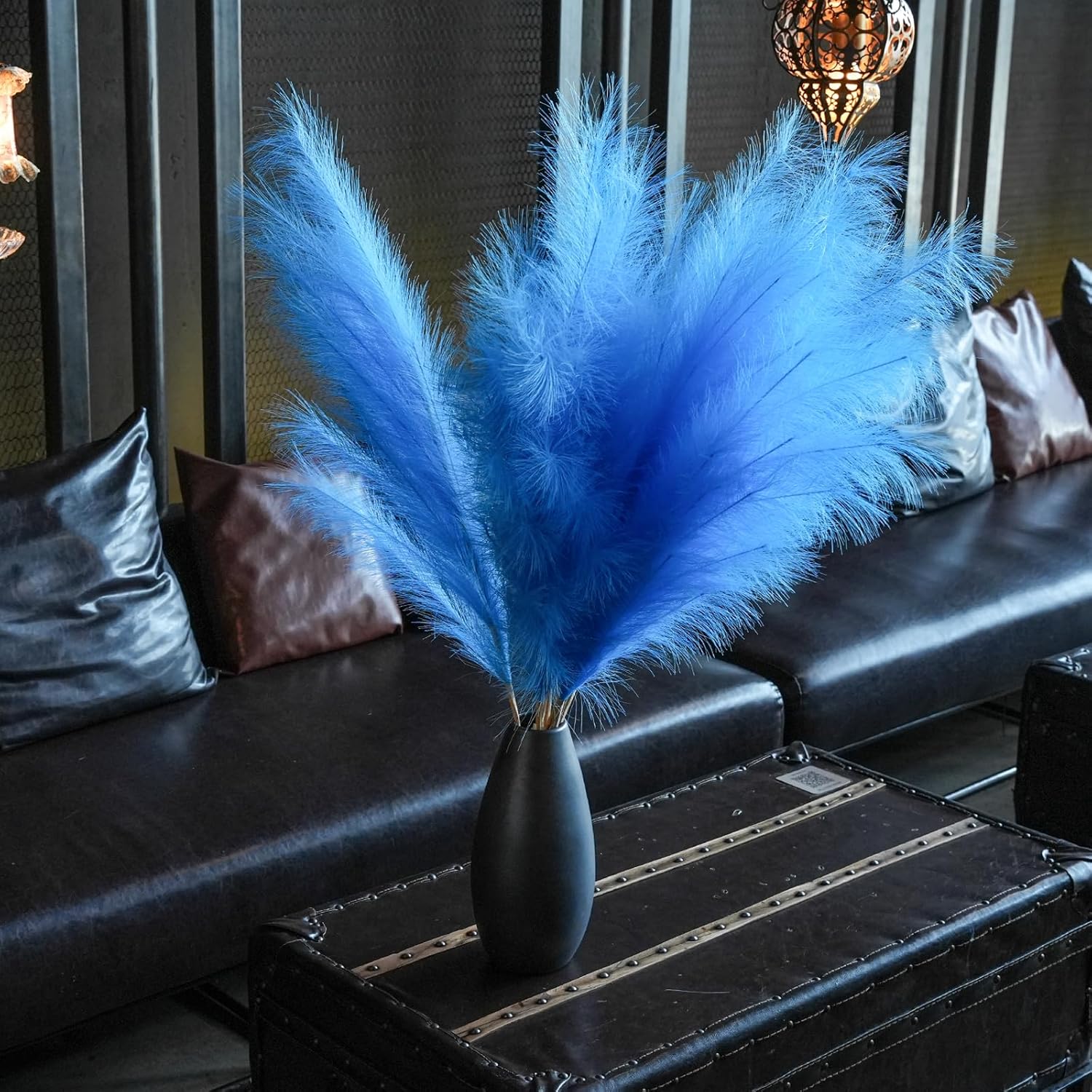 Premium Faux Pampas Grass Decor Tall & Fluffy, No Assembly Needed Long Pampas, Luxury Large Floral, Elegant Feather Flowers for Wedding Decor(Faux Dark Pink, 8pcs 43.3"(110cm))