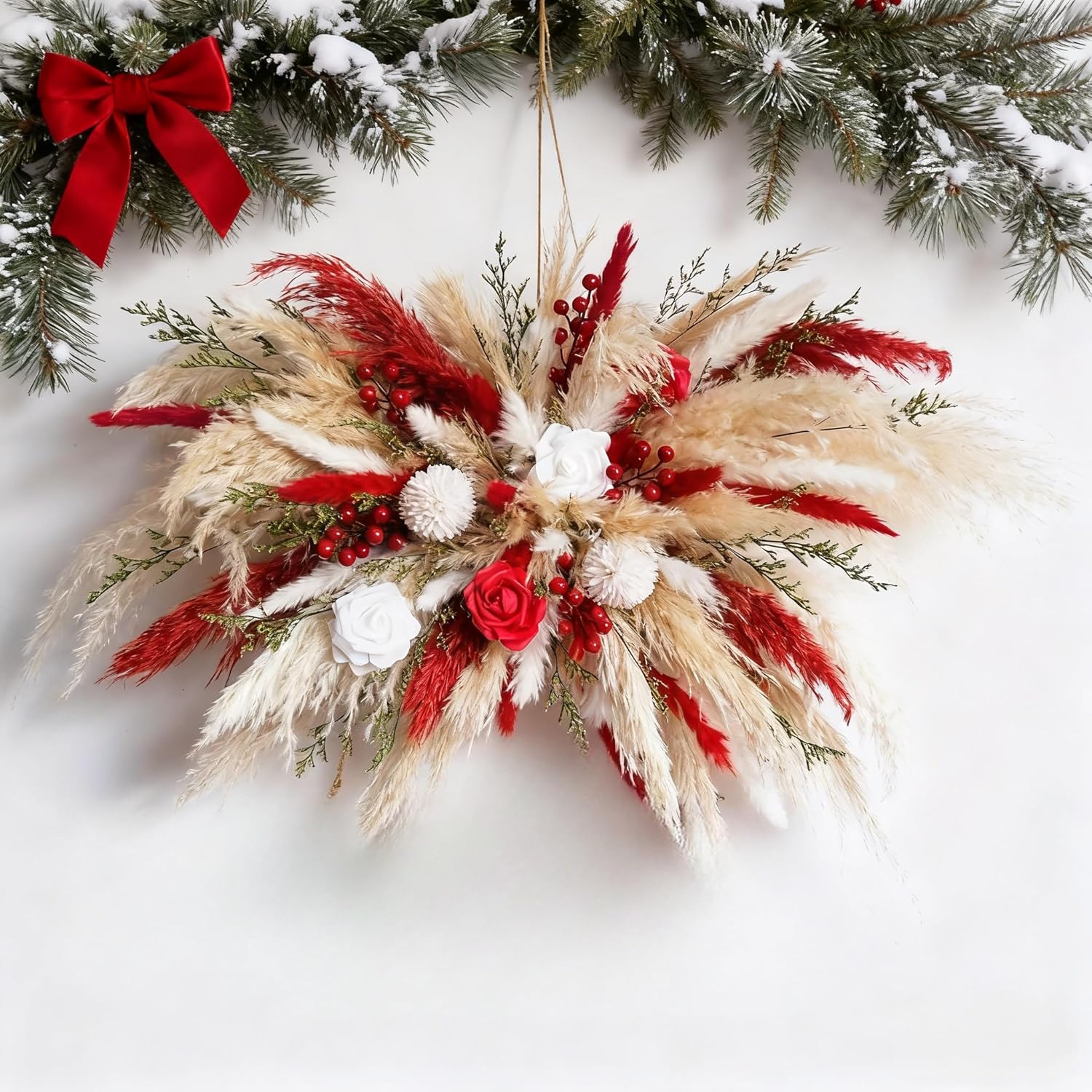 1pc Medium Pampas Grass Wall Decor, Boho Wedding Arch and Backdrop Arrangement, Rustic Wedding Decor, Dried Grass Floral Swag