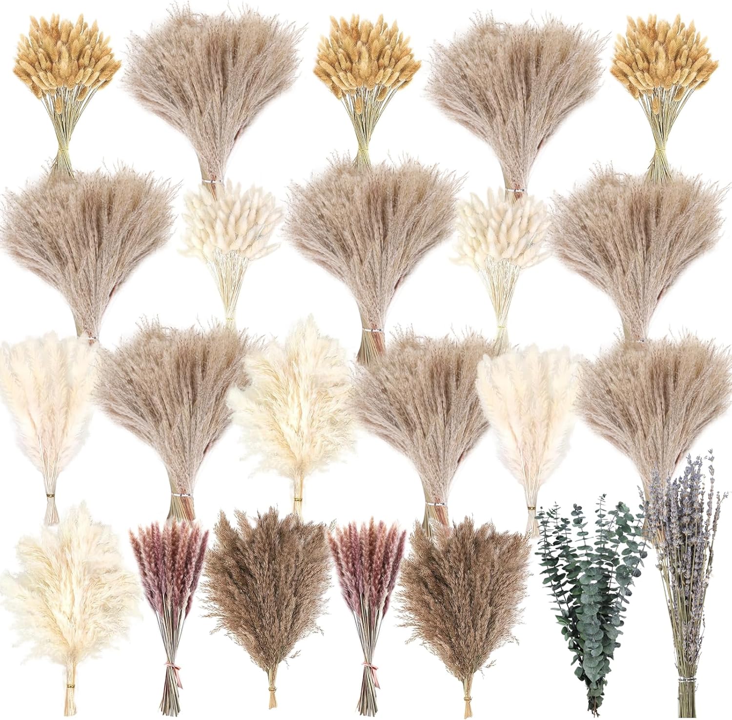 710Pcs Natural Dried Pampas Grass Decor, 9 Types Dried Flowers for Vase Boho Decor for Living Room, Wedding, Party,Centerpiece Table, Home Decorations, Bathroom, Hotel and Farmhouse Decor