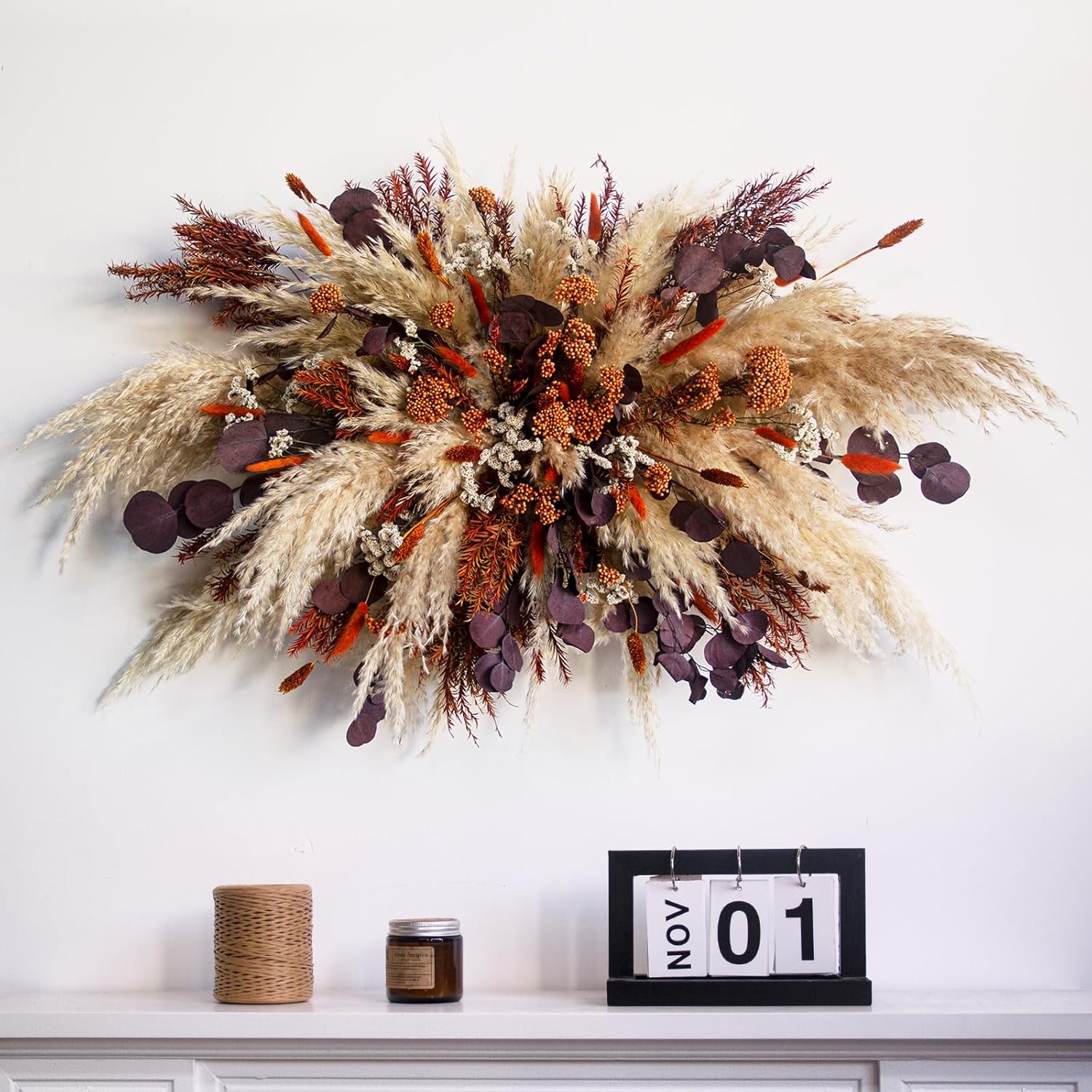 1pc Medium Pampas Grass Wall Decor, Boho Wedding Arch and Backdrop Arrangement, Rustic Wedding Decor, Dried Grass Floral Swag