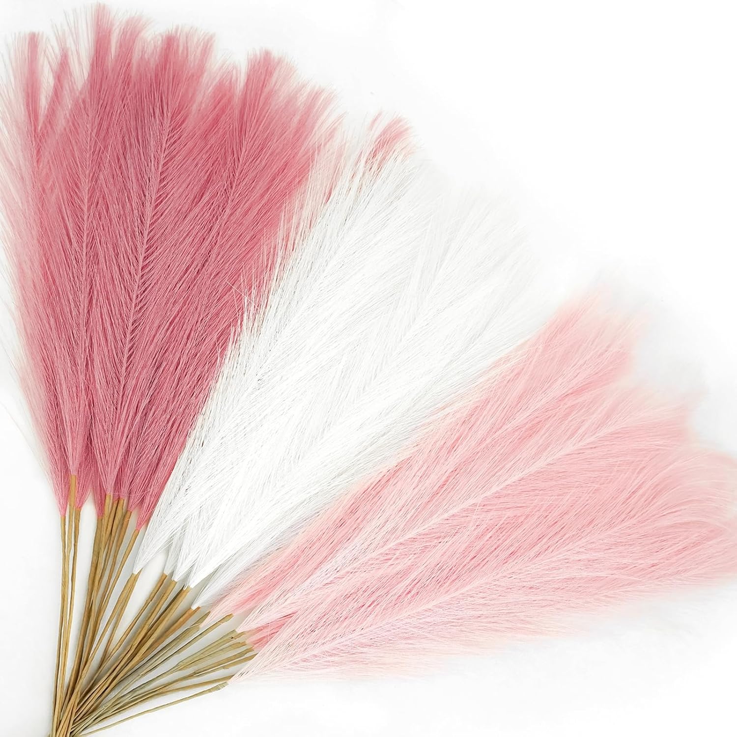 Agusbagli 150pcs Pink Faux Pampas Grass, 21.6in Fluffy Artificial Colored Pompas Grass Short Blush Fake Pampas Stems Vase Filler Flower Arrangement for Home Wedding Centerpieces Bohe Decor