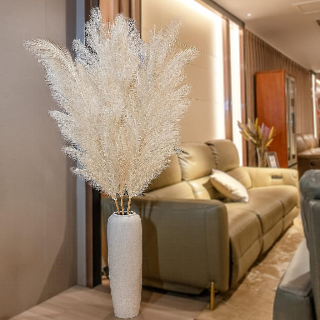 Eyourlife 3Pcs 71" Large Pampas Grass Decor, Tall Faux Fluffy Artificial Dried Pompous Grass for Floor Vase Filer, Office, Boho Wedding
