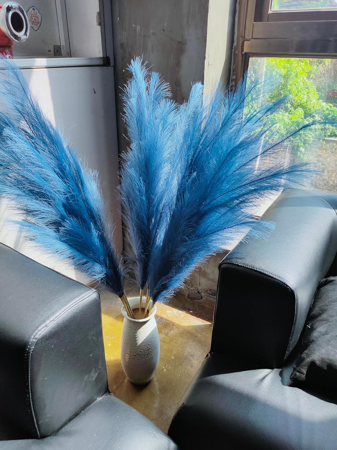 Premium Faux Pampas Grass Decor Tall & Fluffy, No Assembly Needed Long Pampas, Luxury Large Floral, Elegant Feather Flowers for Wedding Decor(Faux Dark Pink, 8pcs 43.3"(110cm))