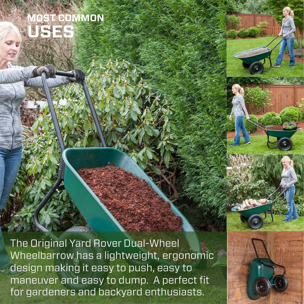 70007 The Original Yard Rover Dual-Wheel Home Garden Wheelbarrow Cart