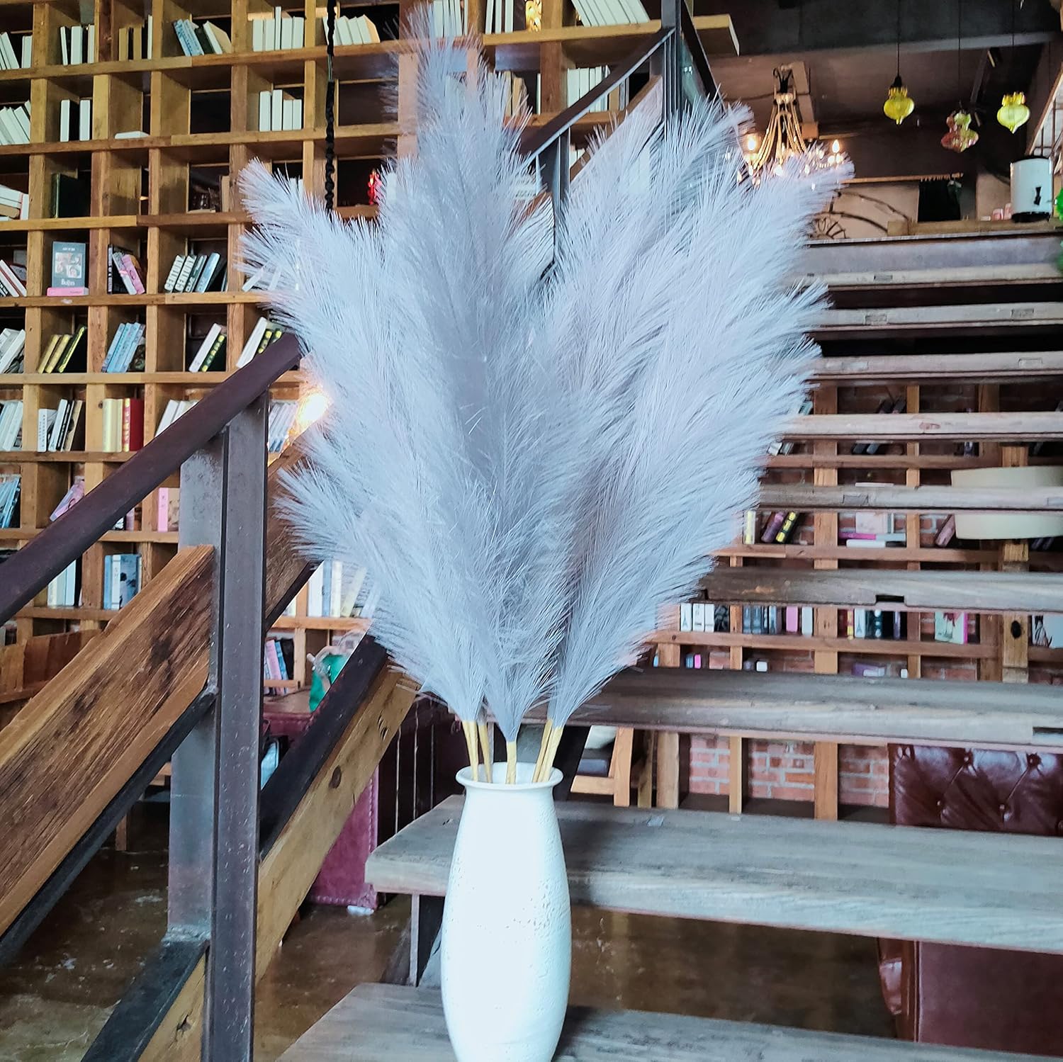 Premium Faux Pampas Grass Decor Tall & Fluffy, No Assembly Needed Long Pampas, Luxury Large Floral, Elegant Feather Flowers for Wedding Decor(Faux Dark Pink, 8pcs 43.3"(110cm))