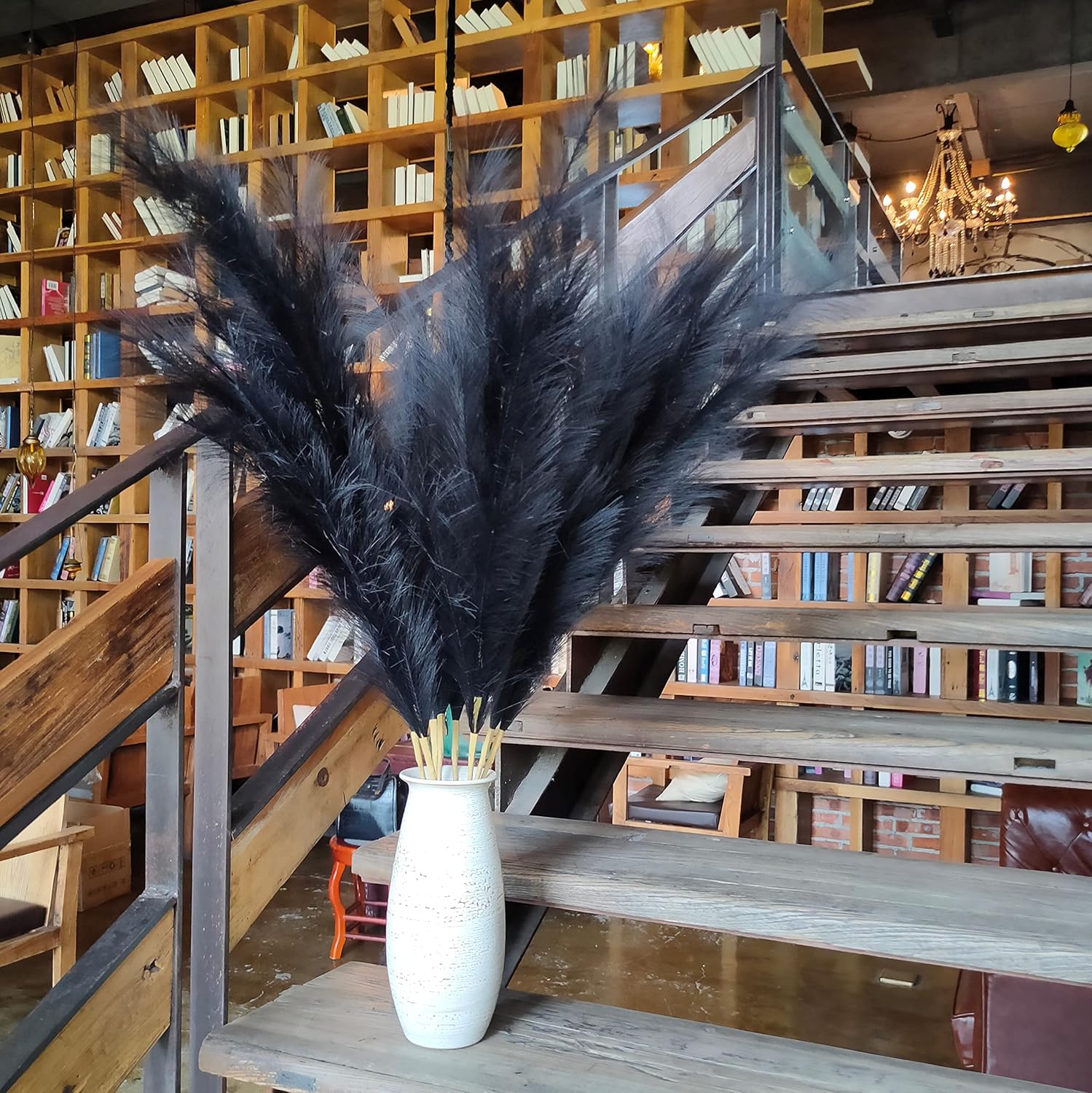 Premium Faux Pampas Grass Decor Tall & Fluffy, No Assembly Needed Long Pampas, Luxury Large Floral, Elegant Feather Flowers for Wedding Decor(Faux Dark Pink, 8pcs 43.3"(110cm))