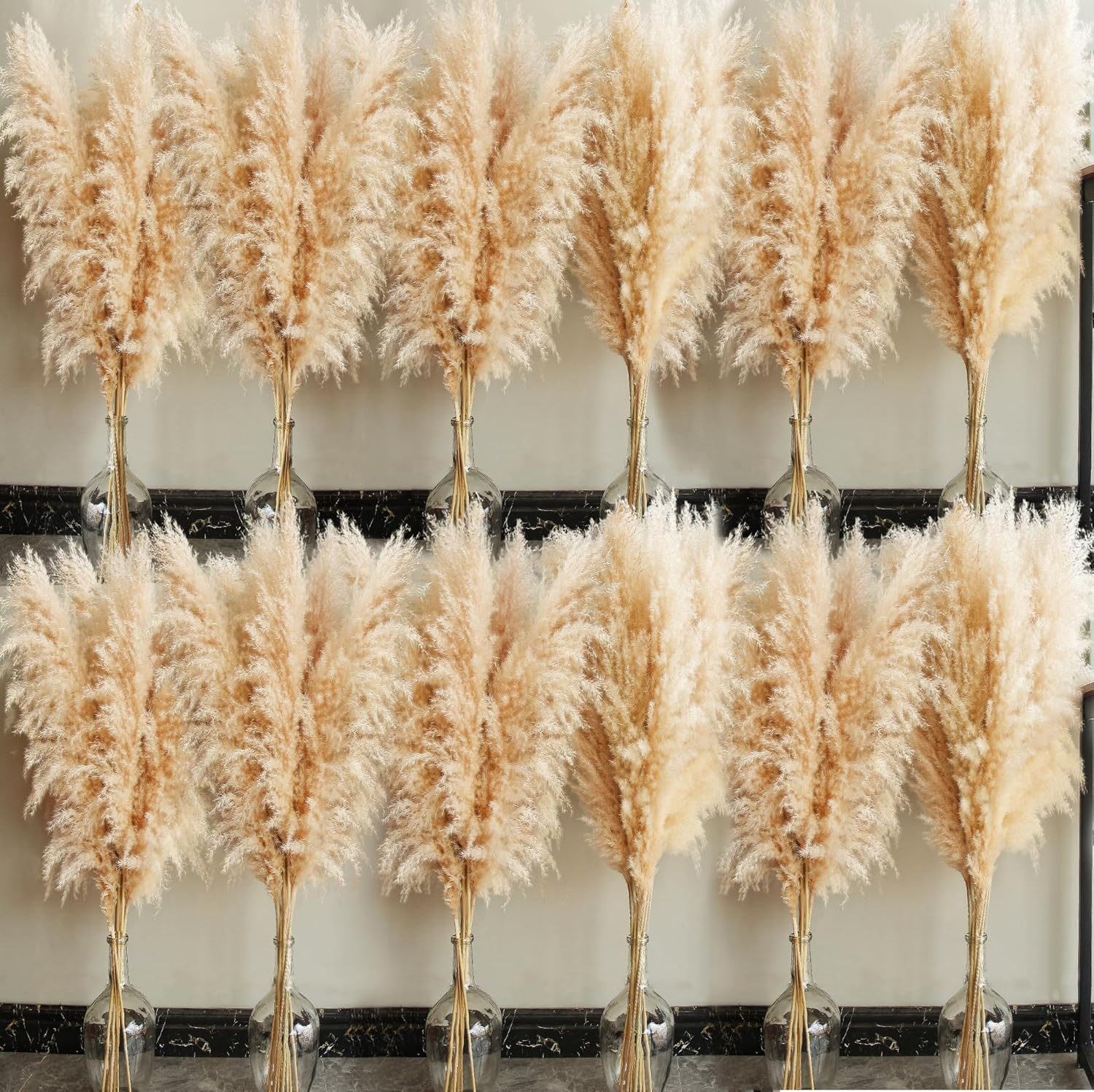 40" inch 40 Stems Natural Pampas Grass Decor Tall, pompas Grass, Tall Pampas Grass for Wedding, Party, Farmhouse, Boho Home Decor