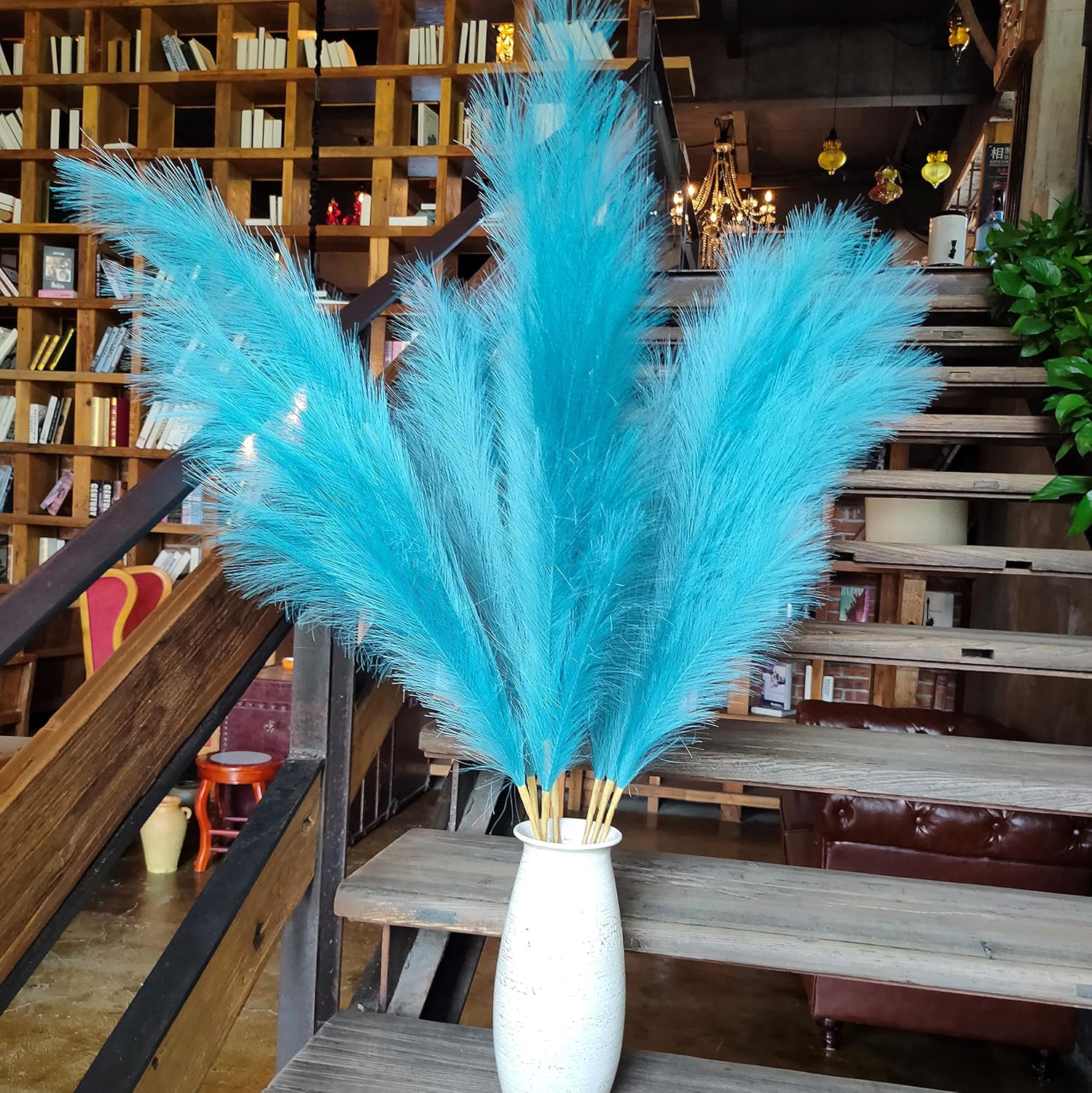 Premium Faux Pampas Grass Decor Tall & Fluffy, No Assembly Needed Long Pampas, Luxury Large Floral, Elegant Feather Flowers for Wedding Decor(Faux Dark Pink, 8pcs 43.3"(110cm))