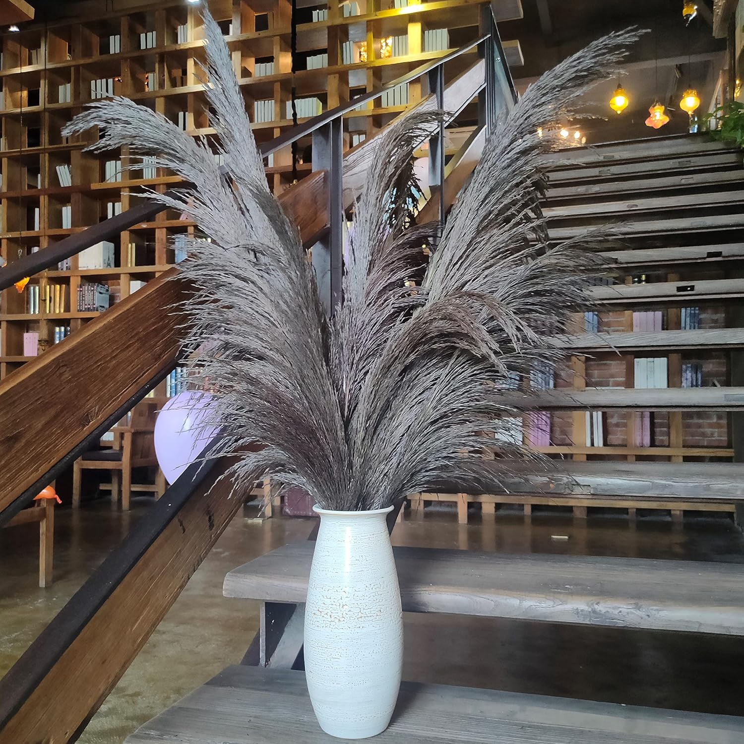 Premium Faux Pampas Grass Decor Tall & Fluffy, No Assembly Needed Long Pampas, Luxury Large Floral, Elegant Feather Flowers for Wedding Decor(Faux Dark Pink, 8pcs 43.3"(110cm))